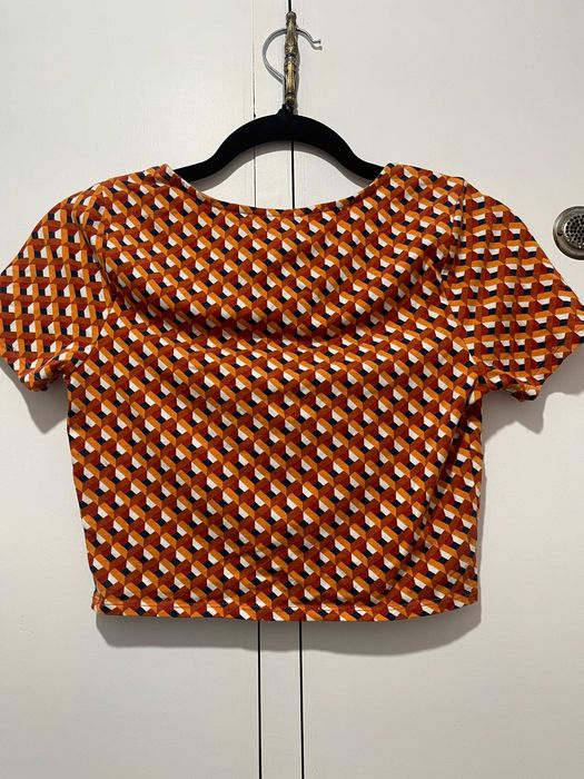 Crop Top Forever 21 Algodão – Padrão Geométrico Retro 70s - S