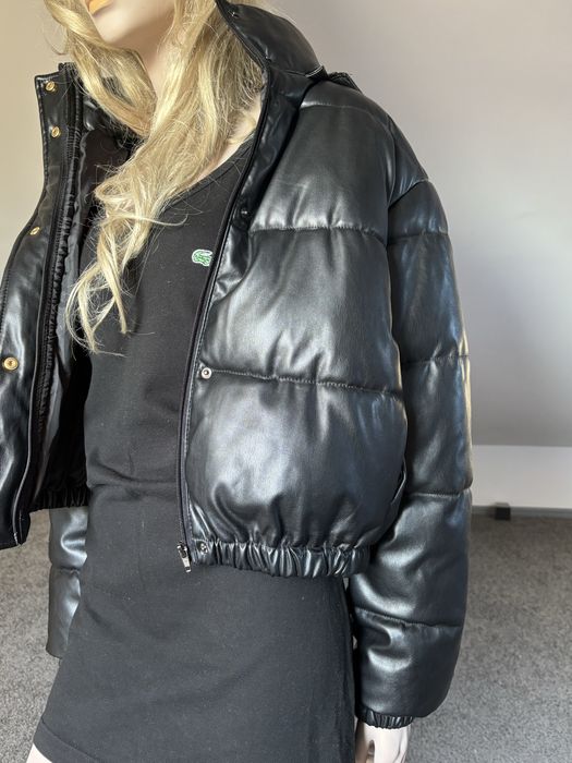 Roberta Biagi nowa, piękna, czarna kurtka z kapturem pikowana puchowa