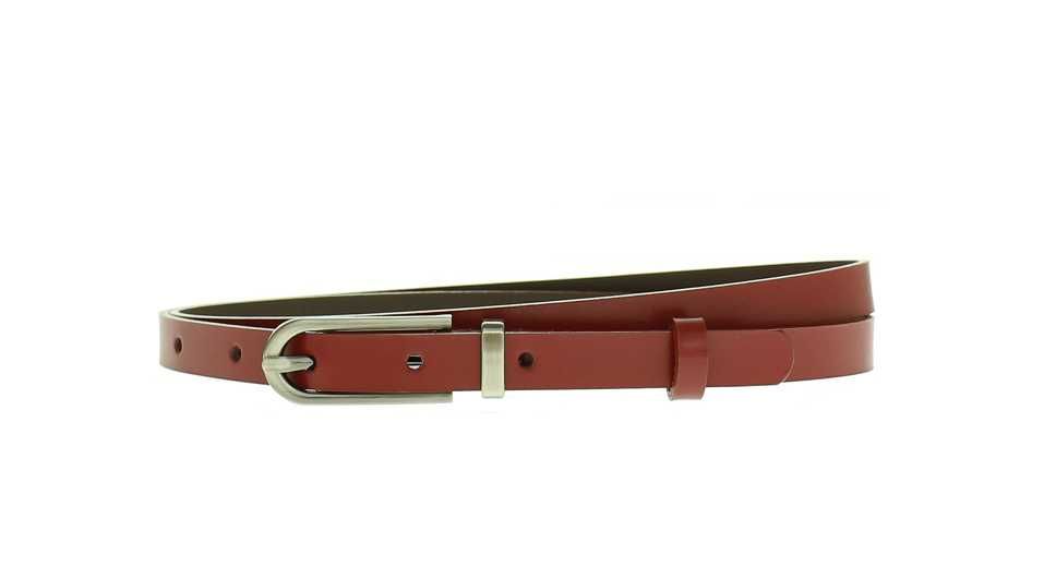 Wiśniowy bordowy skórzany pasek damski 1,5 cm skóra naturalna PL