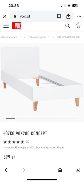 Łóżko vox concept 90/200 stelaz+materac