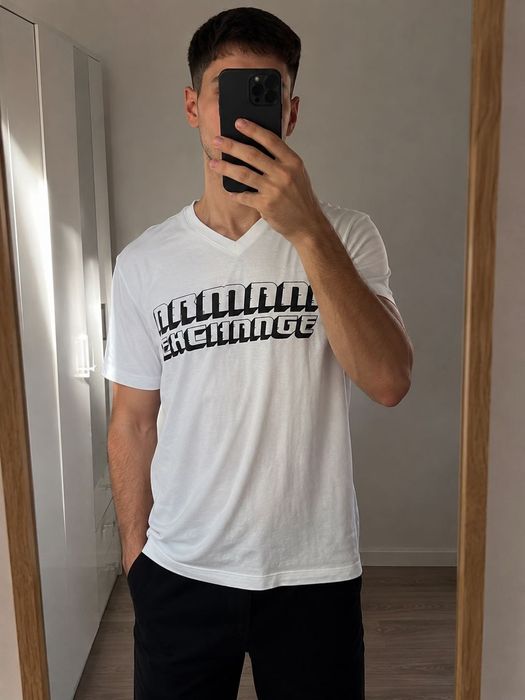 Armani Exchange roz. M męki biały t-shirt koszulka 100% bawełna white tee 100% cotton AX