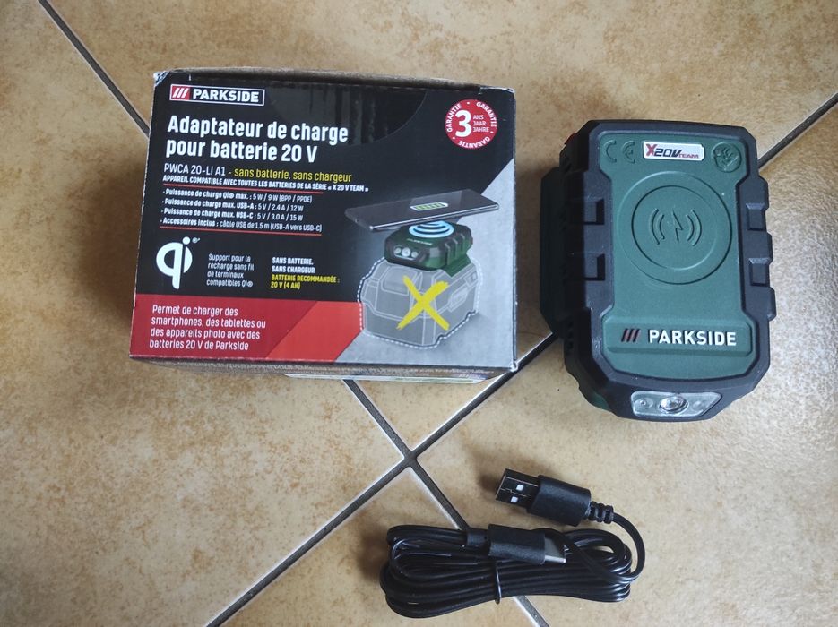 Аккумуляторный фонарик для батареи Parkside 20 В Адаптер USB Powerbank
