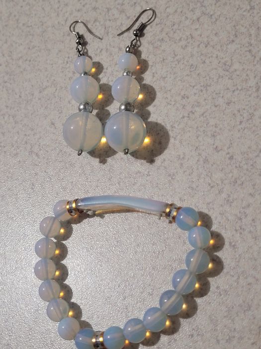 Серги / браслет Лунный камень