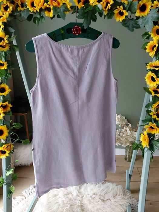 Damska liliowa tunika letnia lniana Tatuum z kieszeniami linen M / L
