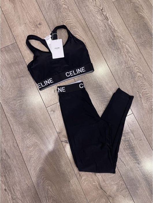 Жіночий чорний костюм лосини і топ Celine