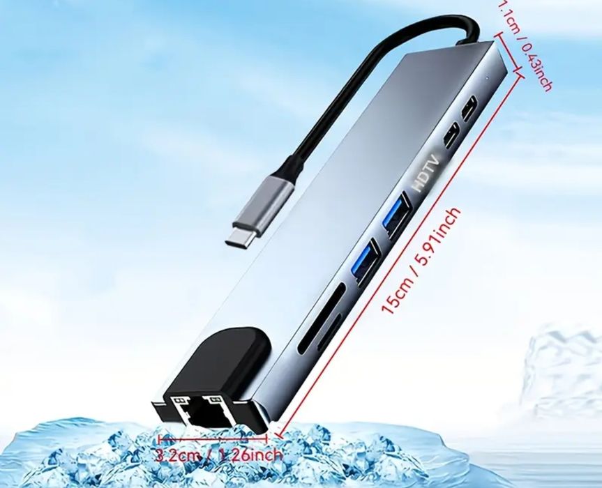 USB Type-C переходник Хаб концентратор 8 в 1 HDMI