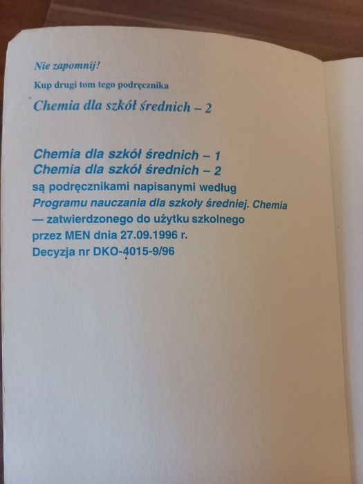 Chemia dla szkół średnich 1 WSIP