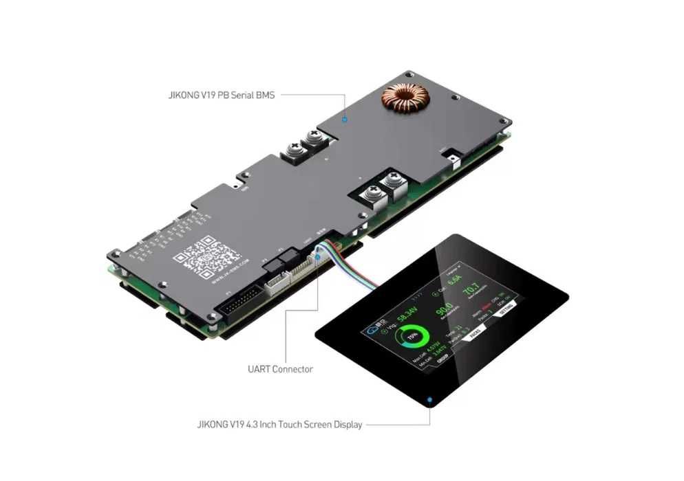 Інверторна Smart BMS JK-PB2A16S20P V19 + сенсорний екран 4.3