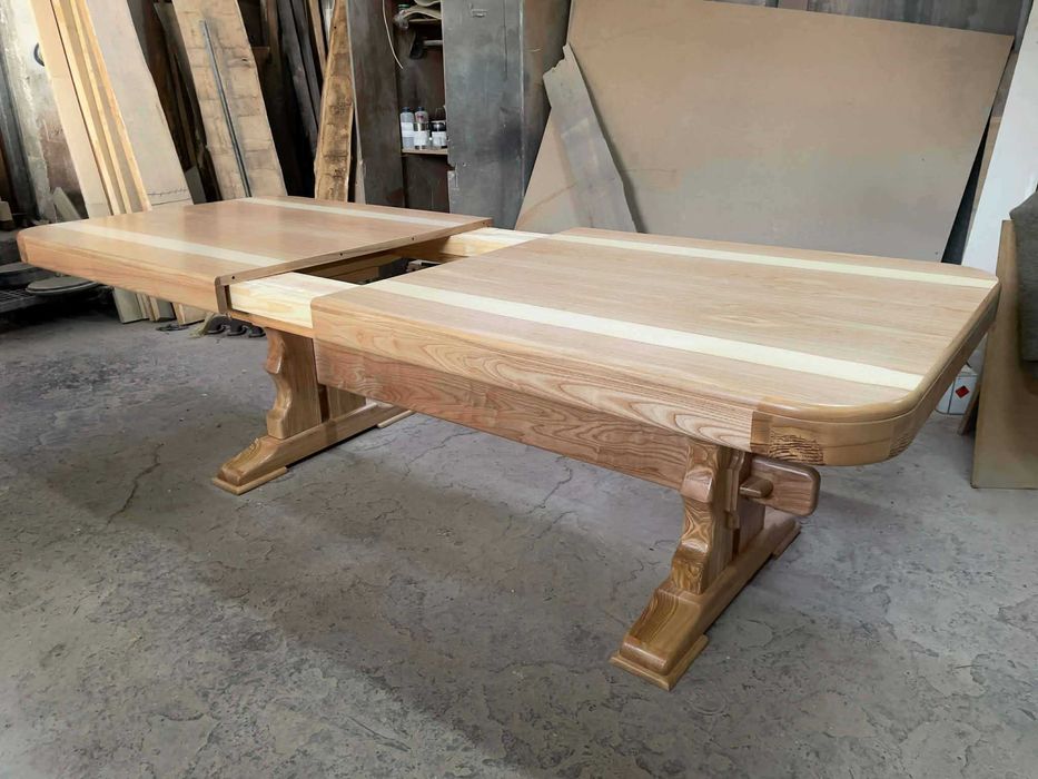 Stół gotycki, klasztorny, jesionowy 250 cm do 400 cm x  114, unikat.