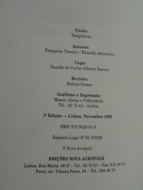 Templários de Françoise Terseur - 1ª Edição