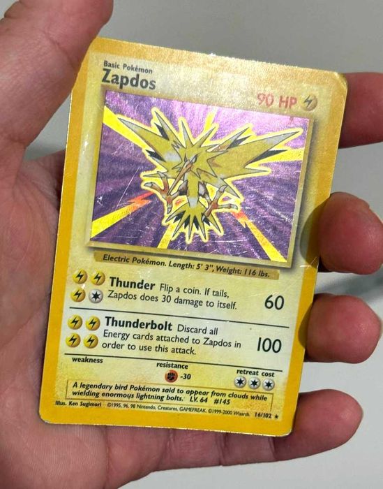Zapdos Holo 16/102 Base Set Carta Original Pokémon TCG WOTC - ING
