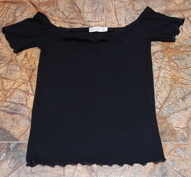 Top na krótki rękaw, Stradivarius, czarny, rozmiar S