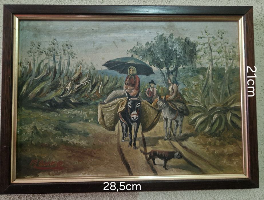 Pintura a óleo com moldura