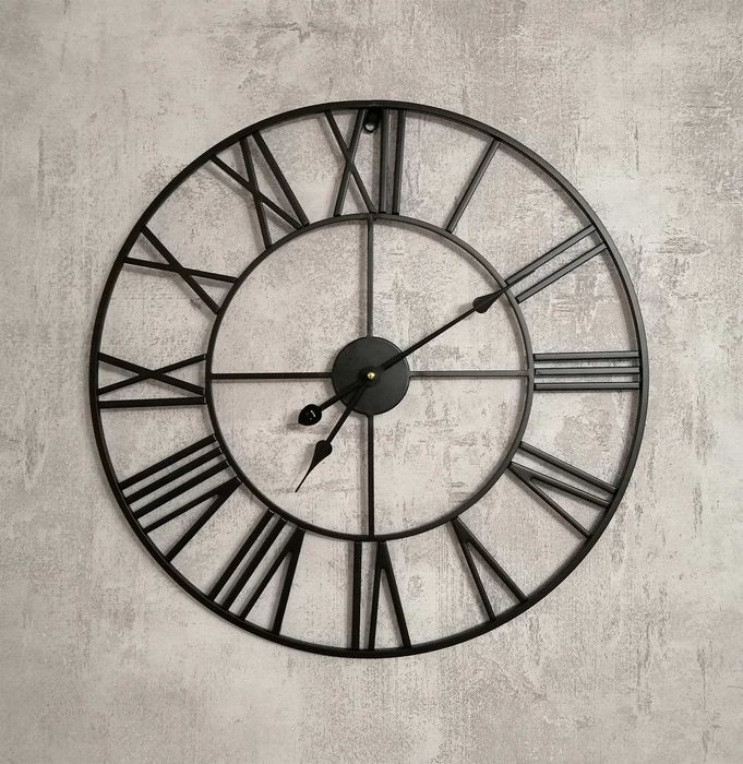 Nowy duży zegar ścienny 80 cm czarny metal