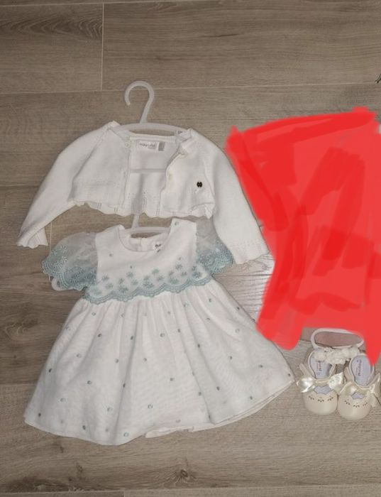 Ubranko na chrzest dziewczynki  piękny elegancki komplet mayoral r.65