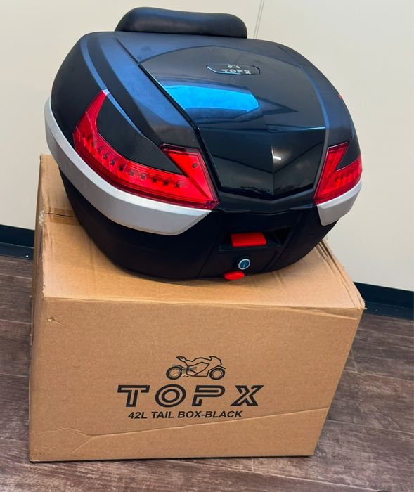 Kufer 42L topX + oparcie + płyta do skutera motocykla uniwersalny