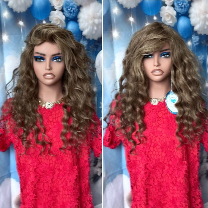 Натуральный парик вьющиеся волосы локоны славянка пепельно русый 60 см