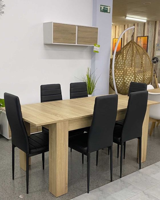 Mesa de jantar extensível com 6 cadeiras NOVO!