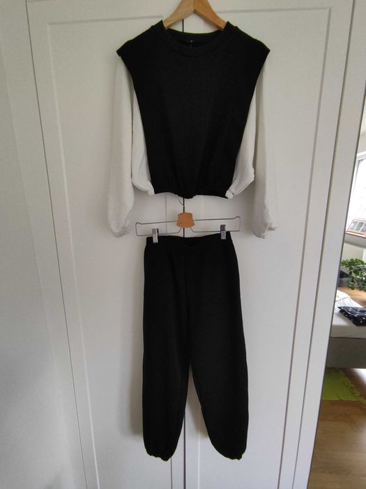 Dres komplet czarno biały S