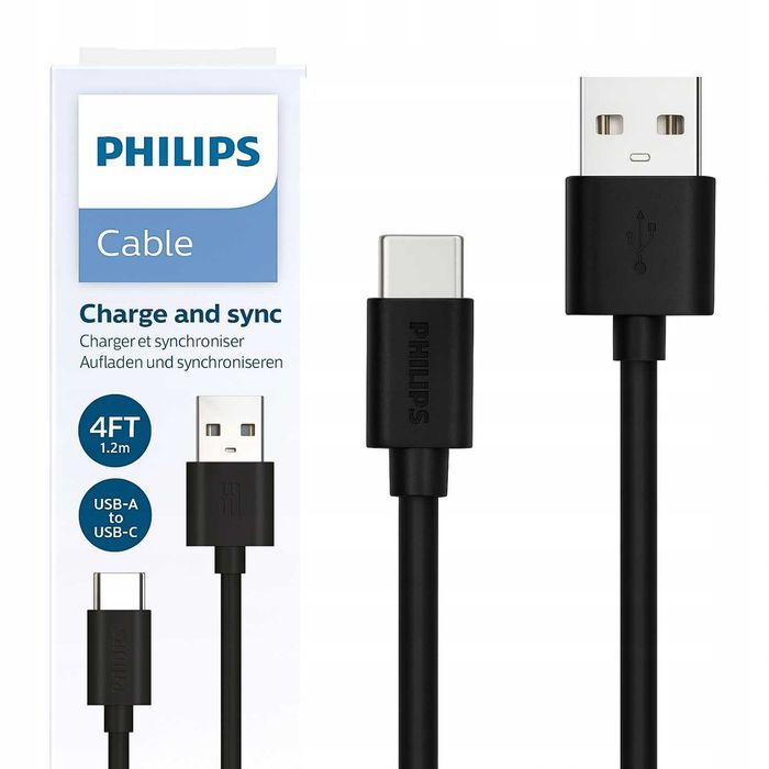 Kabel Philips USB - USB typ C 1 m czarny