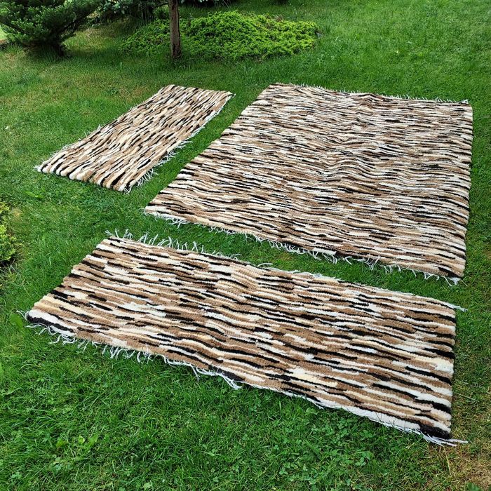 Ręcznie Tkane Dywany Narzuty Skóra Owcza Naturalna Komplet