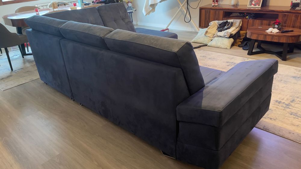 Sofá Chaise-long Azul - lavável e anti-danos