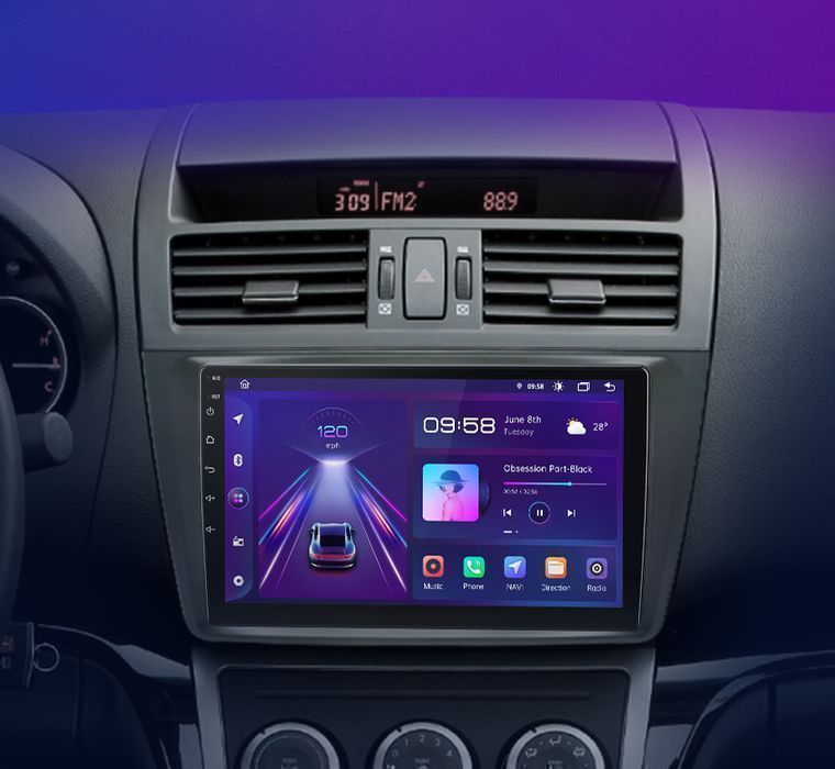 Mazda 6 GH 2007-2012 – Radio Android 15 9" CarPlay Android Auto 2GB/32GB GPS Nawigacja Stacja Multimedialna WiFi Bluetooth DSP PL