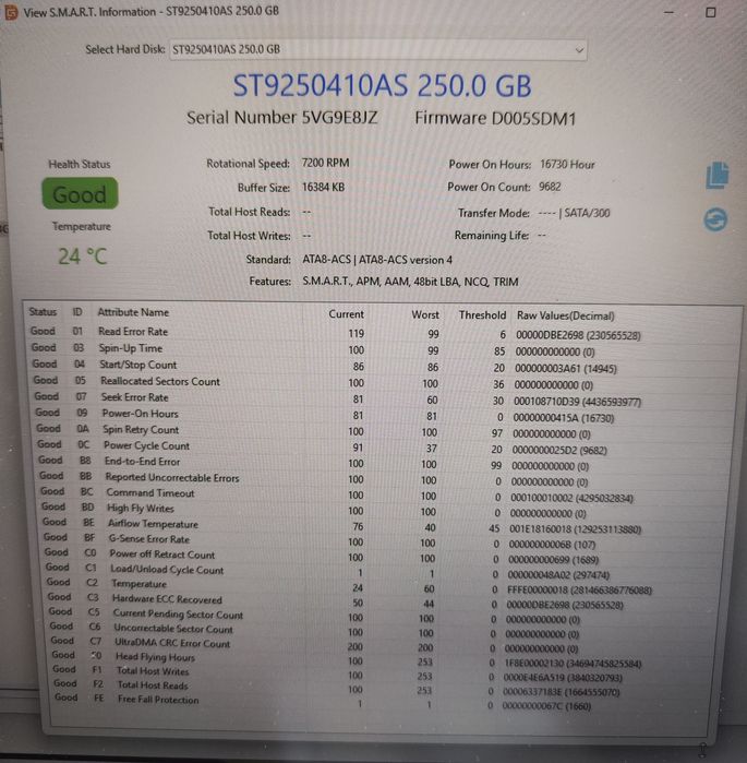Dysk twardy HDD Seagate Momentus 250GB, 7200 rpm