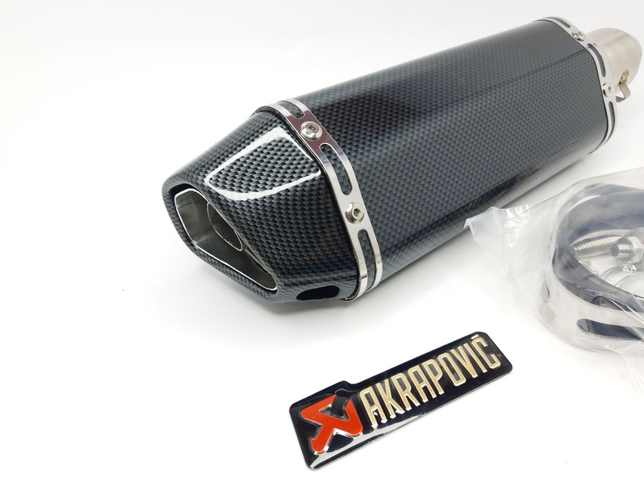 Прямоточный мото глушитель прямоток Akrapovic карбон  31 37 47 57 см
