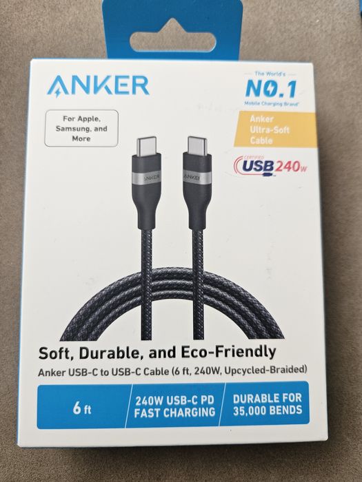 Anker 30w, 40w, 45w smart, car charger 75w, 240w cable,зарядні та кабелі