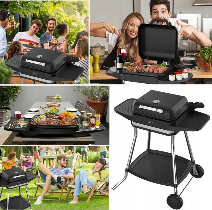 Grill Elektryczny Zilan 6w1 3050W XXL Pokrywa Termometr Półki