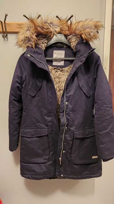 Kurtka zimowa damska Diverse S – parka z futerkiem, granatowa