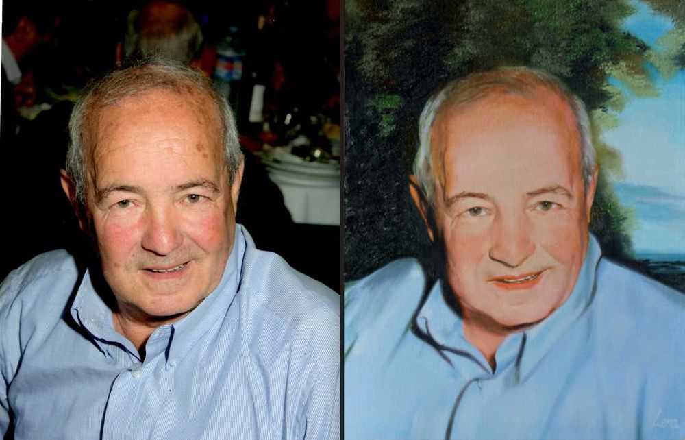 Retrato por foto, óleo sobre tela