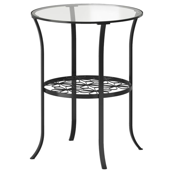 Mesa Lateral Redonda de Vidro e Metal – Moderna e Elegante