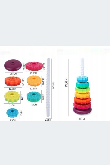 Piramida zakręcona kółeczka wieża na prezent zabawka edukacyjna