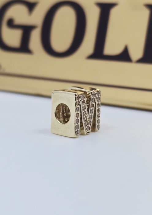 Złoty charms litera M próba 585 14k