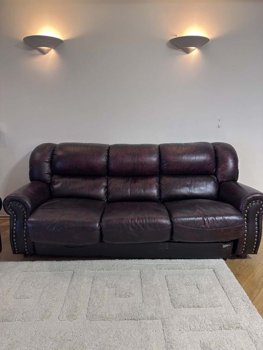 Шкіряний диван+ 2 крісла