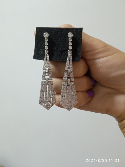 Срібні сережки з цирконієм,вищого гатунку