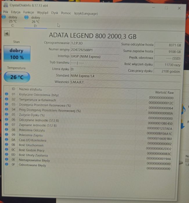 Dysk SSD ADATA Legend 800 2TB