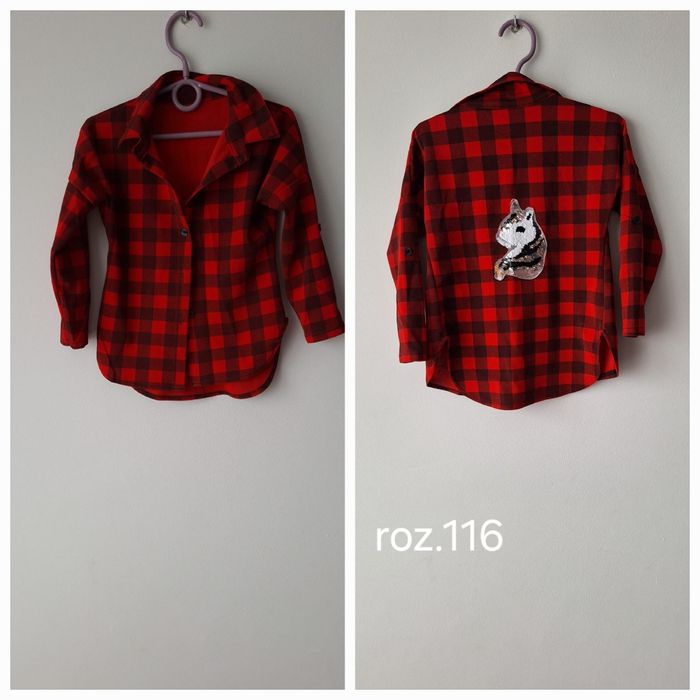 Koszula w kratę z jednorożcem