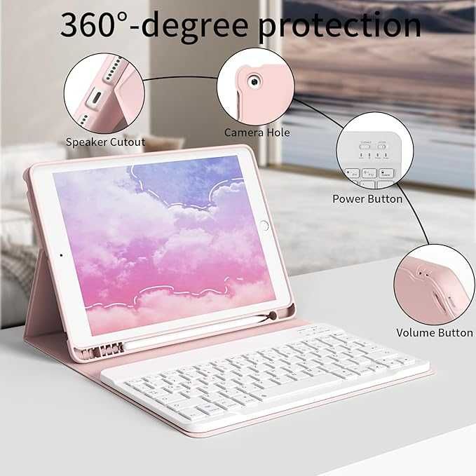 Etui z klawiaturą do iPada 9/8/7 generacji (2021/2020/2019) 10,2 cala