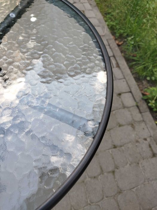 Стіл скляний круглий садовий для балкона тераси, садовый стол столик