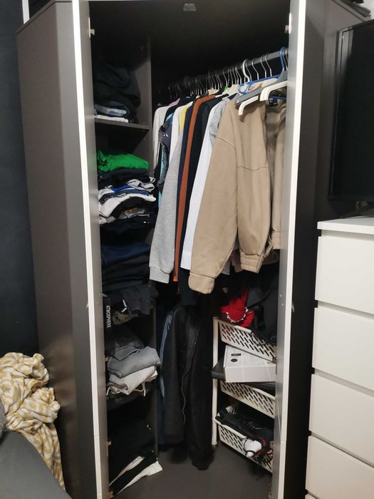 Szafa narożna szaro biała