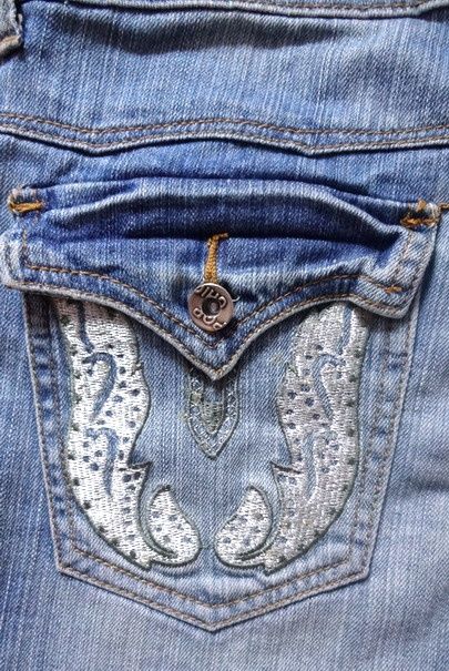 Spodenki jeansowe aplikacje skrzydła