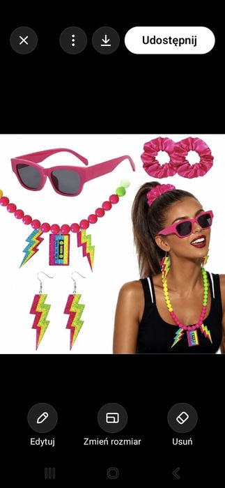 Nowy! Zestaw akcesoriów lata 70 80 90 neon fluo party impreza disco