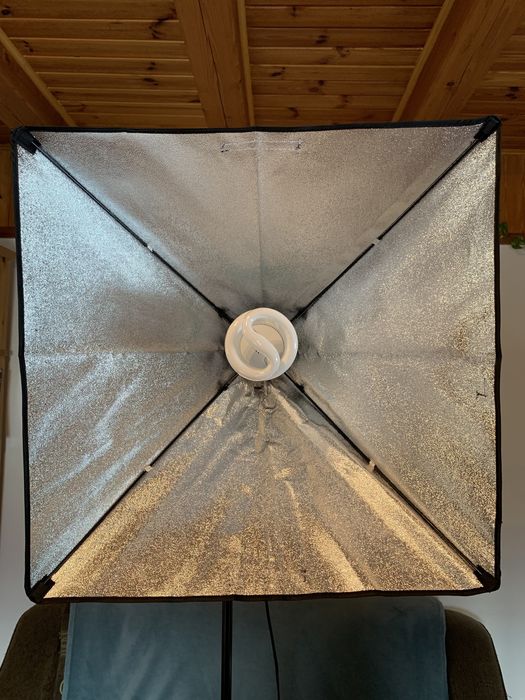 Statyw oświetleniowy, softbox, żarówka 125W 5500K 2x