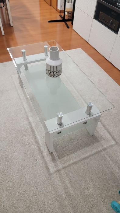 Conjunto de mesas de sala em vidro