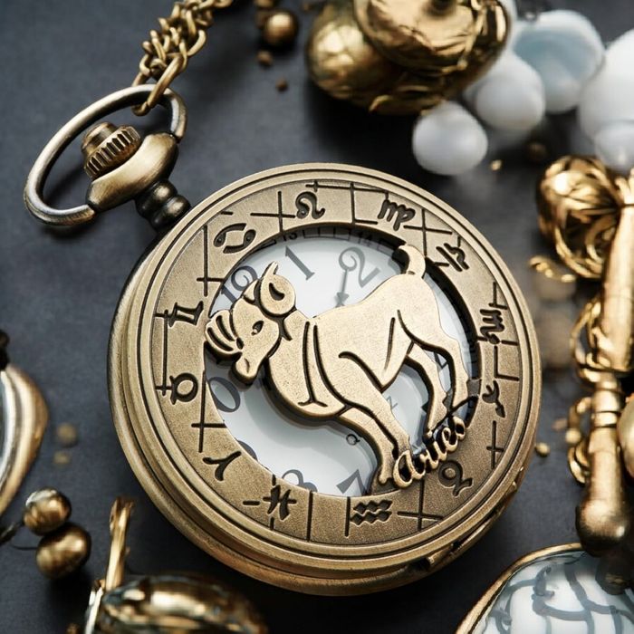 Кишеньковий годинник зодіак  Овен Риби Рак Лев Терези, часы гороскоп