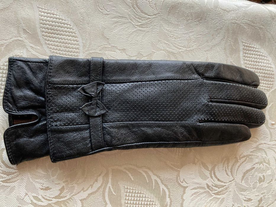 Новые женские кожаные перчатки с трикотажной подкладкой