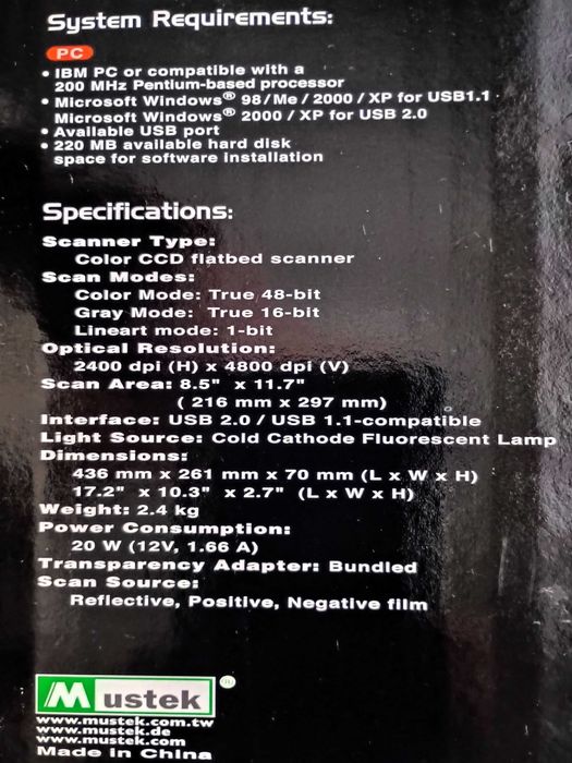 Mustek BearPaw 4800TA Pro